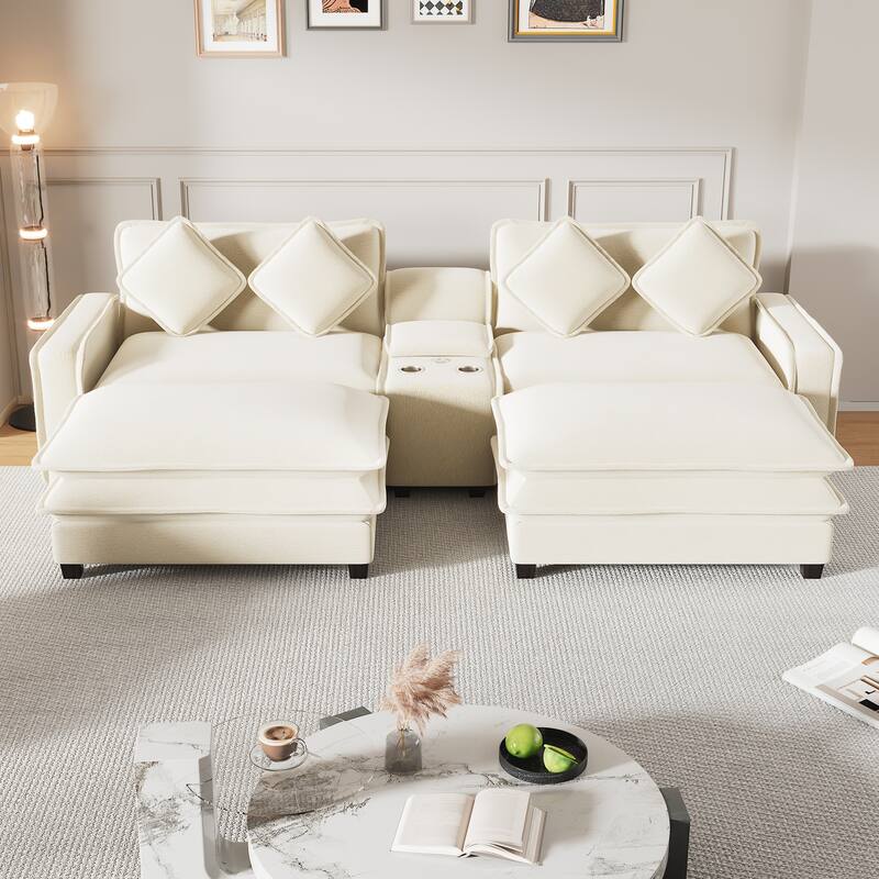 Stylish and Functional Sectional Sofa with Chenille Upholstery by Harper&Bright Designs