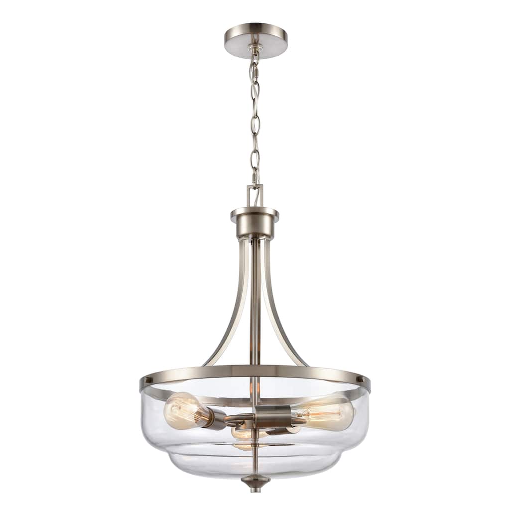 Calistoga 17-inch Wide 3-Light Pendant in Brushed Nickel - 17in W x 17in D x 22in H
