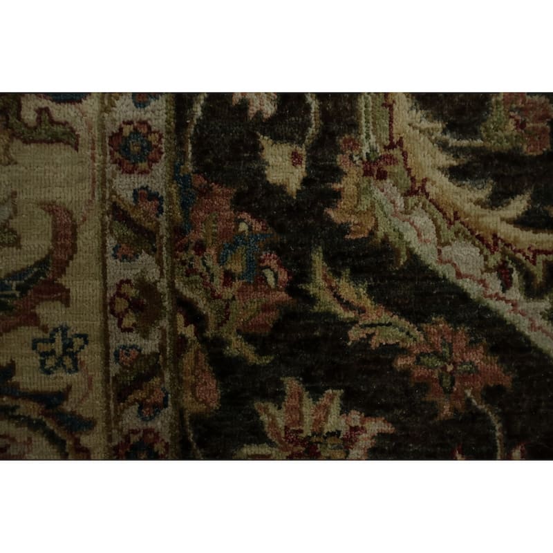 Hand Knotted Oriental 100% Wool Carpet Traditional All-Over Black Peshawar Area Rug - 9' 0'' X 6' 2''