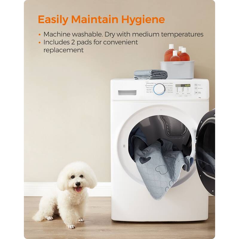 Gray Polyester Washable 2-Pack Dog Pee Pads with Waterproof Backing