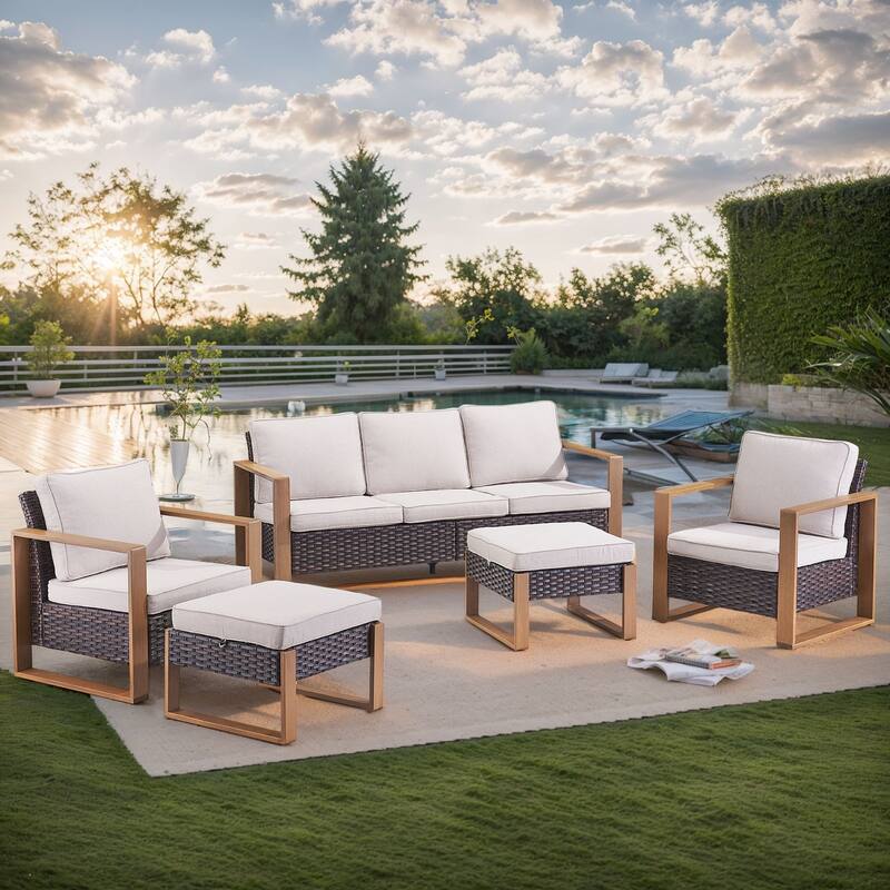 Gymojoy Outdoor Wicker Patio Furniture Sofa Set