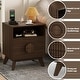 preview thumbnail 13 of 23, Fluted Nightstand with Charging Station, Modern 19.6in Wide End Table Wood Bedside Table with 2 Drawers for Bedroom