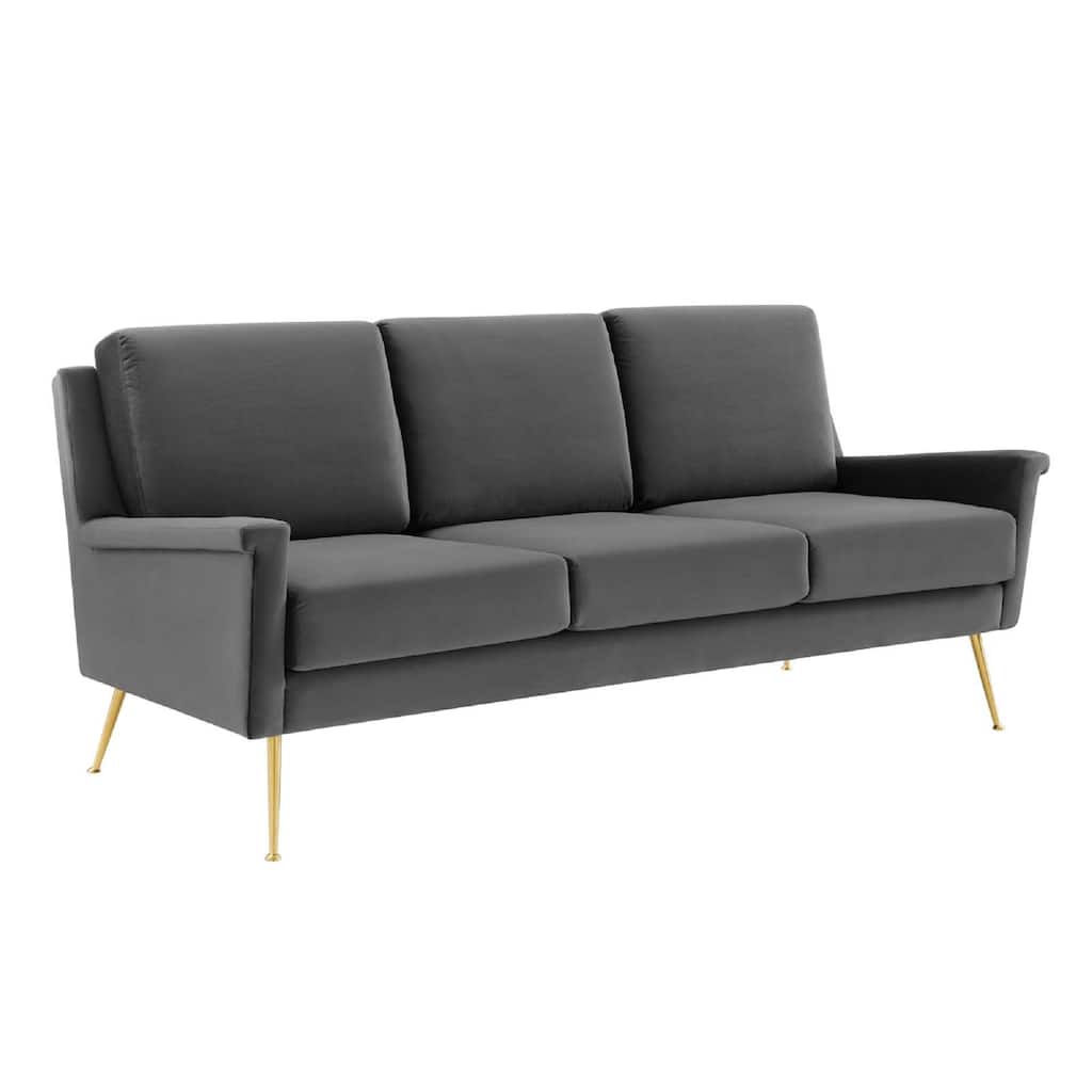 Modway Chesapeake Performance Velvet Sofa in Gold Gray
