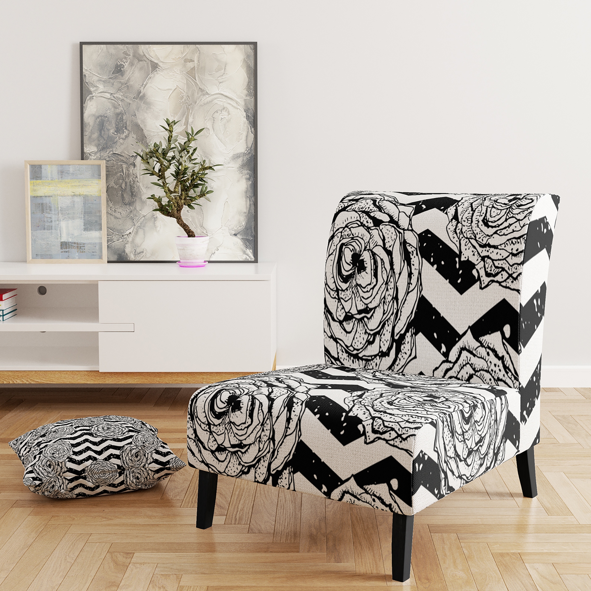 Chevron accent chair with arms on sale