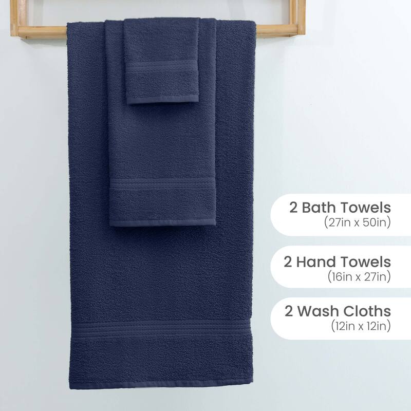 Superior Miami 100% Cotton 6-Piece Towel Set - Lightweight & Quick Drying