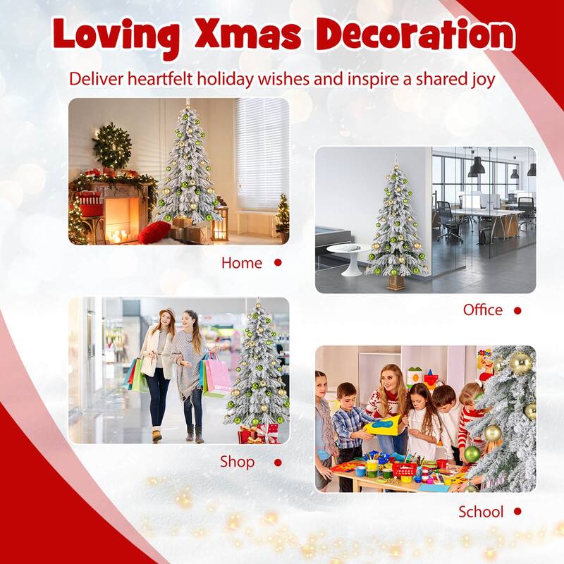 Costway 1 PCS 6 FT Artificial Xmas Tree Hinged Christmas Tree with 589 - 1 PCS