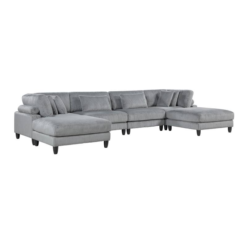 Jonas 6-Piece Modular Sectional Sofa with Ottoman - Gray (Corduroy)