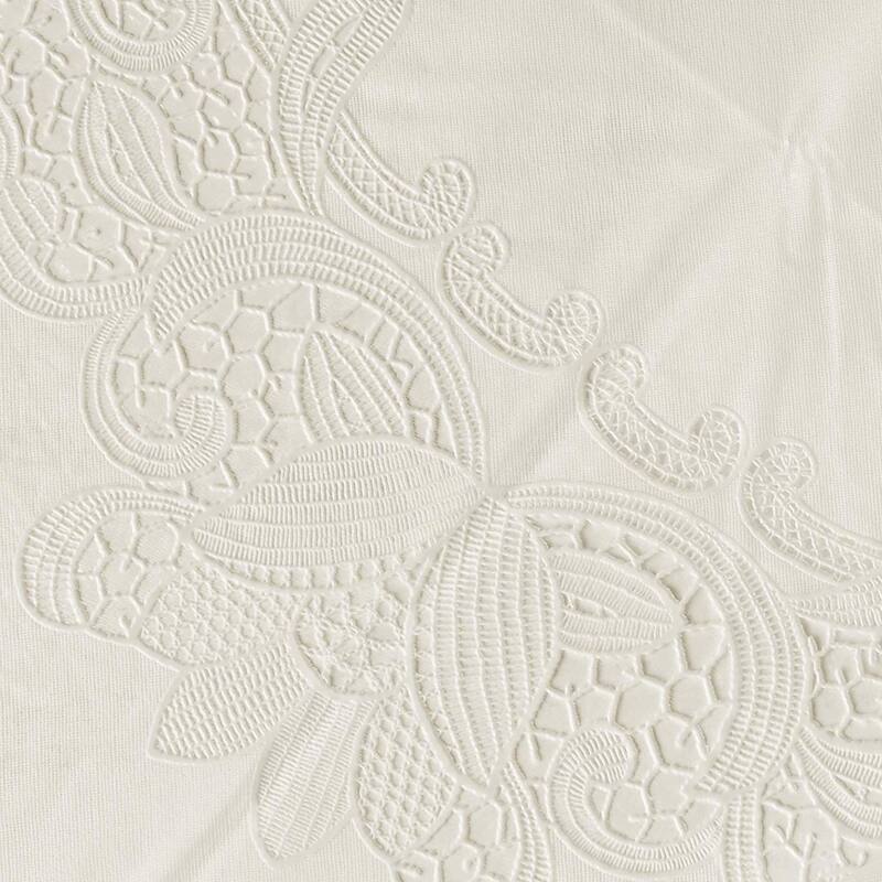 Violet Linen Vinyl Lace Battenberg embossed Floral Pattern Tablecloth