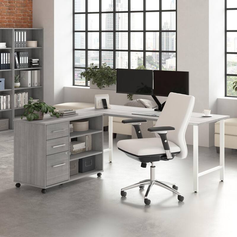 Bush Business Furniture Hustle 72W x 30D Computer Desk with Storage - Platinum Gray