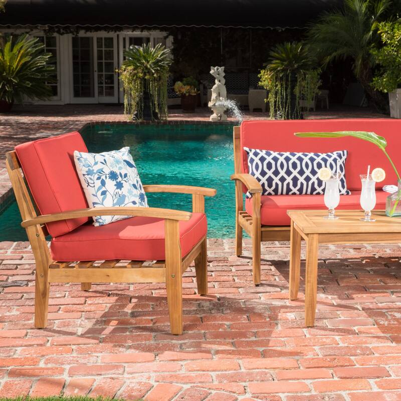 Peyton 4-piece Outdoor Wooden Chat Set by Christopher Knight Home