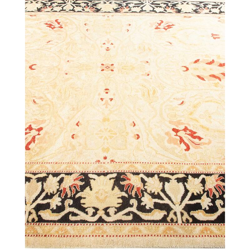 Overton Handknotted Wool Contemporary Oriental Ivory Area Rug - 6' x 9'