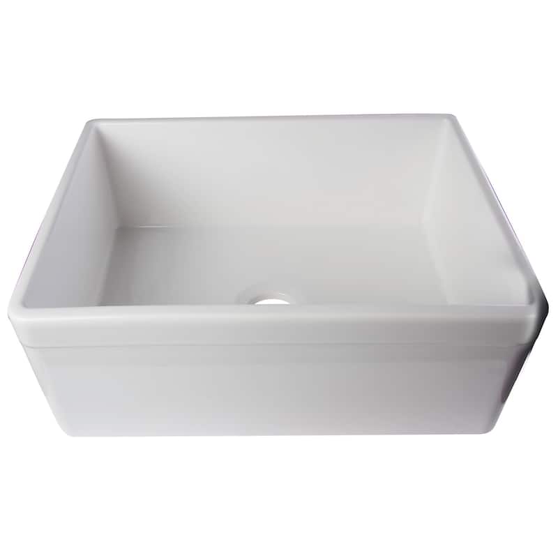 Alfi White Fireclay 26-inch Decorative Lip Single Bowl Farmhouse Kitchen Sink
