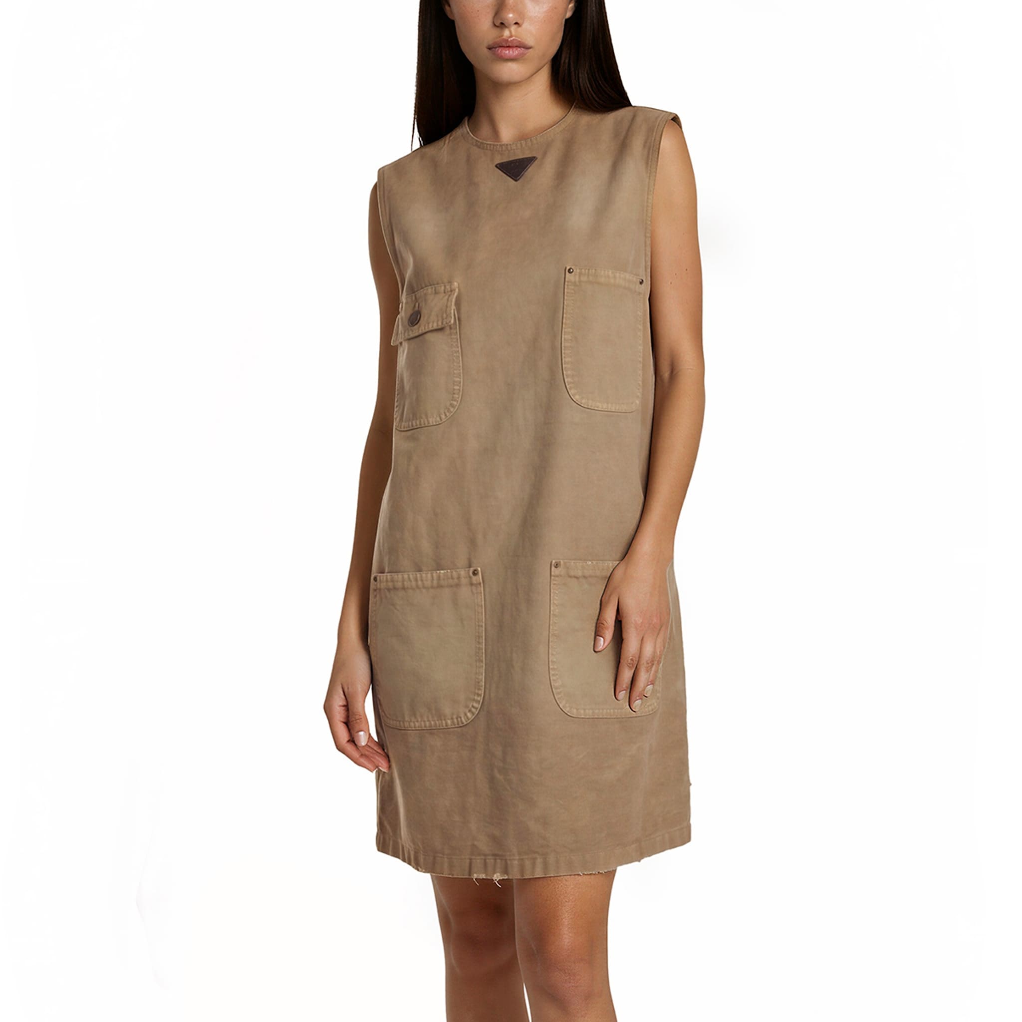 Prada Sleeveless Canvas Mini Dress