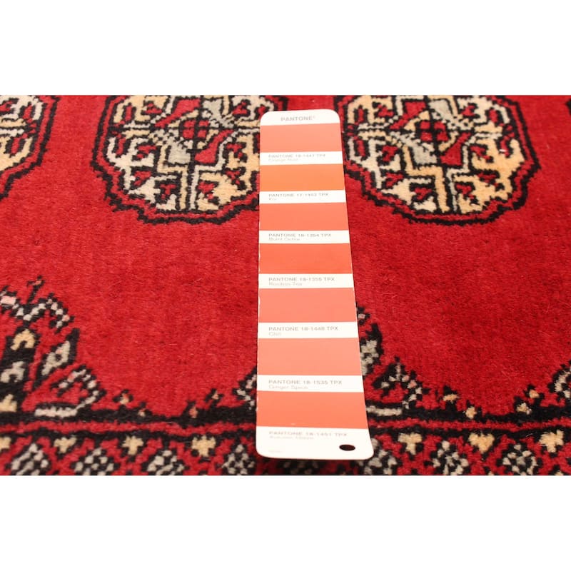 ECARPETGALLERY Hand-knotted Finest Peshawar Bokhara Red Wool Rug - 2'8 x 4'1