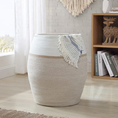 XXXL Extra Large Woven Cotton Rope Tall 25" Height Laundry Hamper Basket with Handles - 20 x 25 - 20 x 25