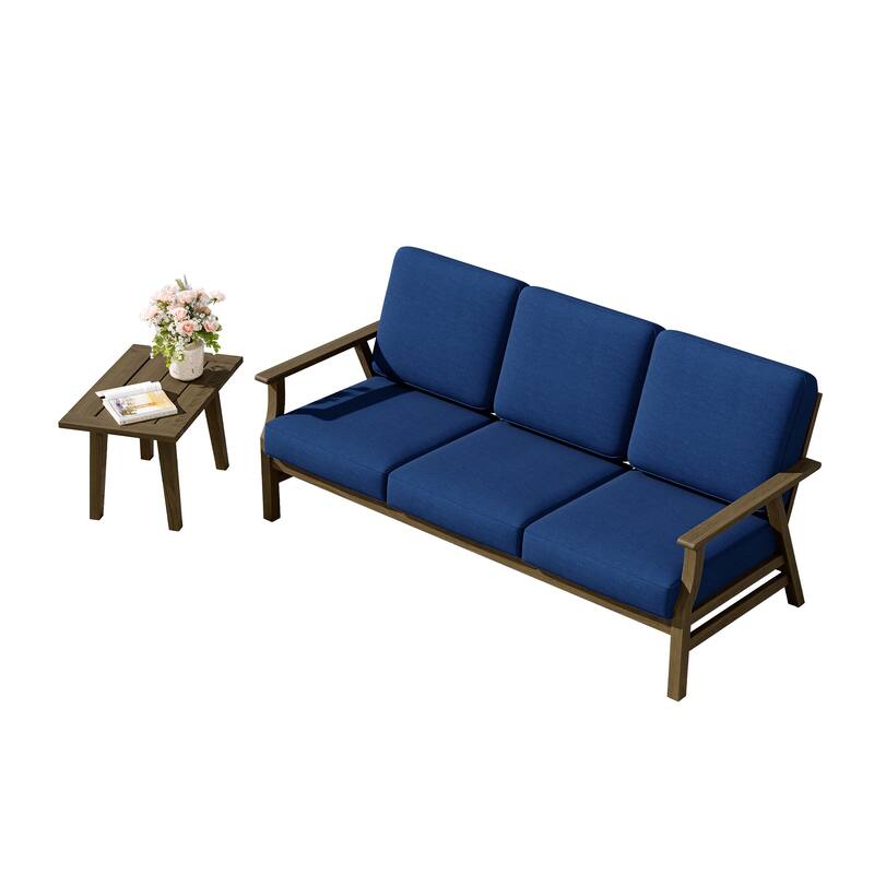 2-Piece Teak Outdoor Sofa Set with Table