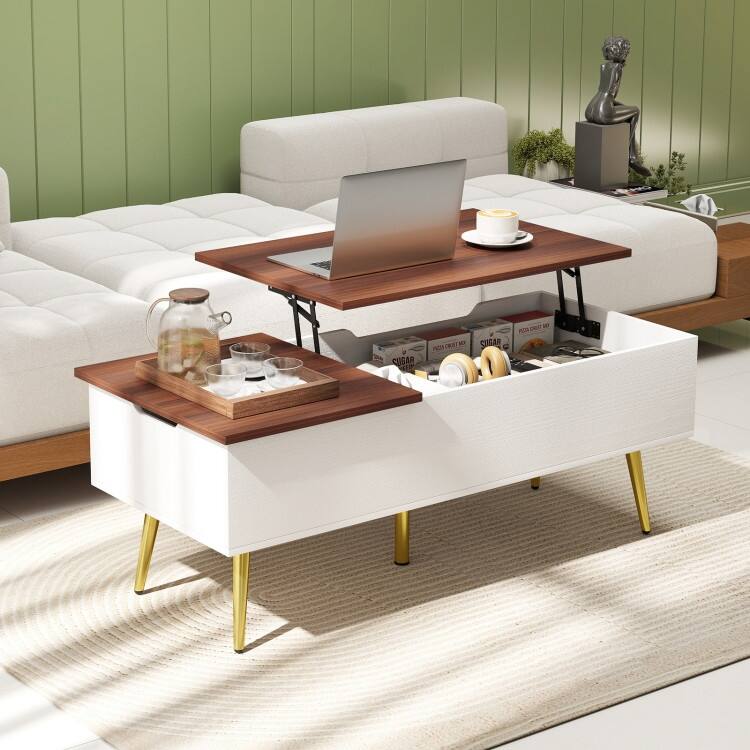 47 Inch Lift Top Coffee Table with 2 Hidden Compartments - 47" x 19" x 16.5"