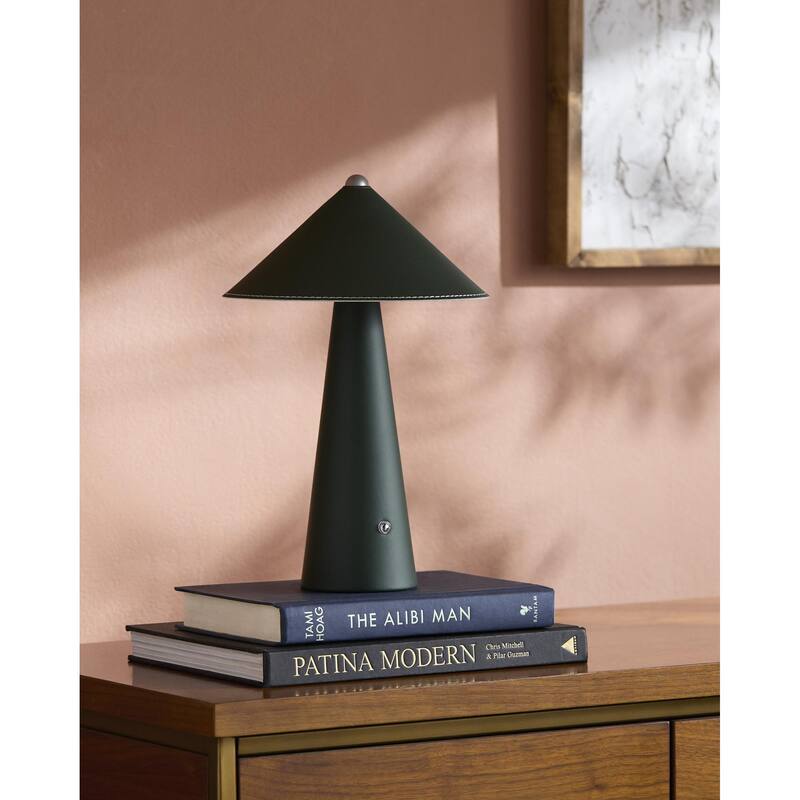 Livabliss Nomelle Modern Accent Table Lamp - 13"H x 8"W x 8"D - Dark Green