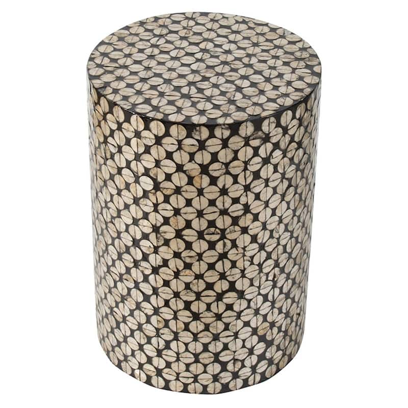 GDFStudio - Olivia Modern Cylindrical Garden Capiz Stool & Accent Side Table