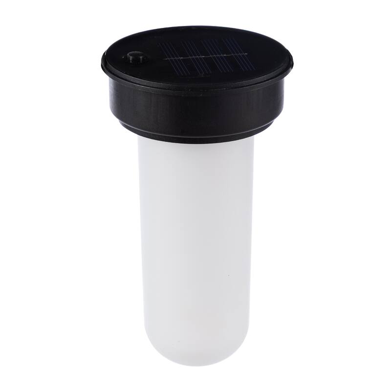 Glitzhome 8.75"H Set of 2 Black Metal Cutout Geometric Pattern Solar Powered Outdoor Lantern with LED Light