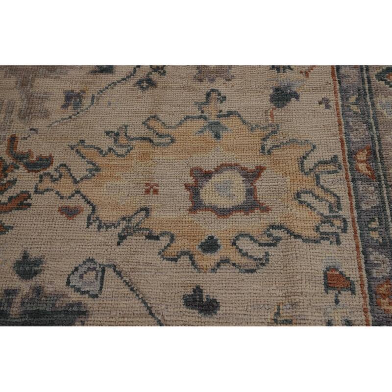 Vegetable Dye Oushak Turkish Area Rug Handmade Geometric Wool Carpet - 6'0"x 8'9"