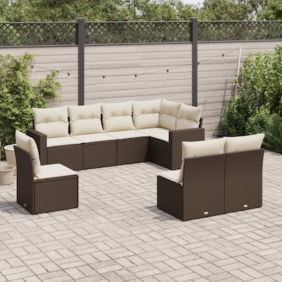 vidaXL Garden Sofa Set Brown - 24.4 x 25.8 x 27.2