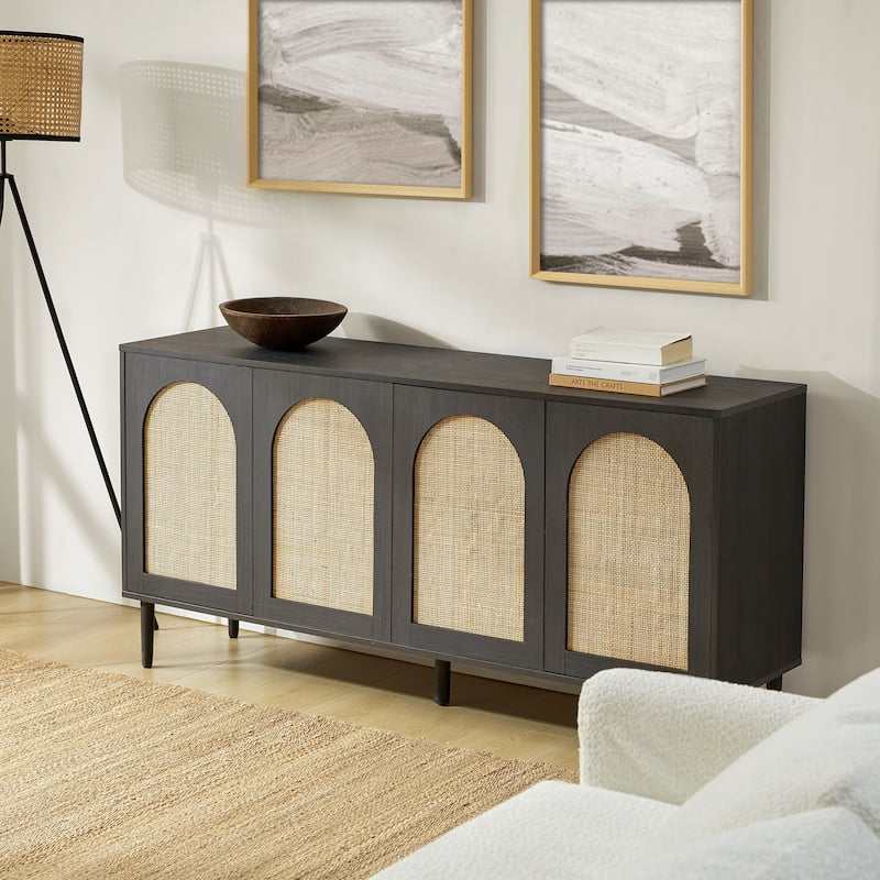 Uirico Multifunctional Buffet Sideboard Cabinet with Rattan Design by HULALA HOME
