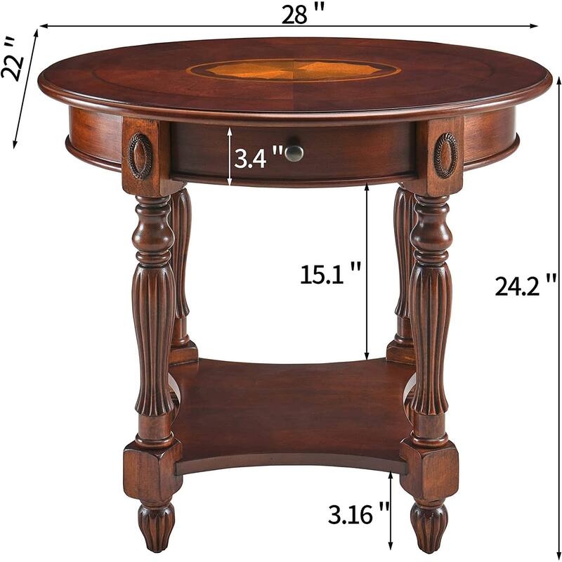 Solid Wood Coffee Table Console Table with Storage Drawer