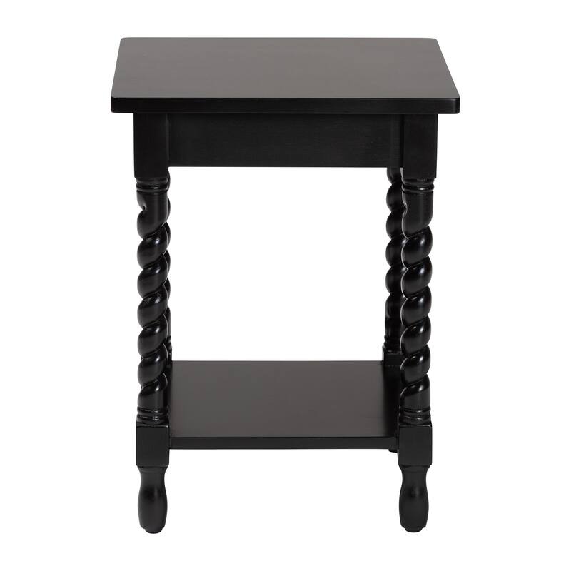 Niklas Nightstand with Twisted Legs - 1-Drawer Bedroom Side Table with Storage Shelf