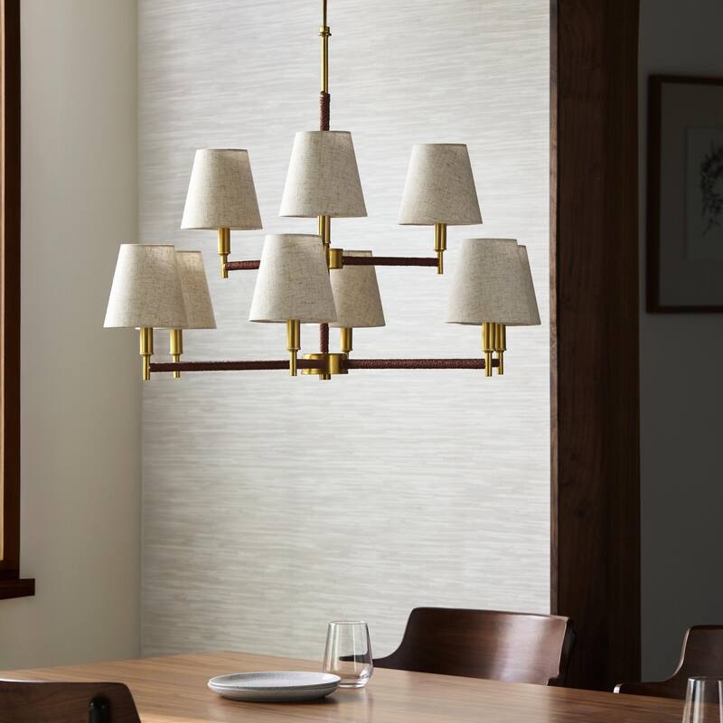 Livabliss Majen Modern Chandelier - 32"L x 32"W x 26"H - Brass/Gray