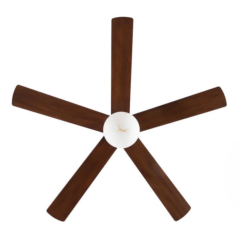 52" Modern Globe Frosted Glass Gold Dimmable Ceiling Fan with Light and Remote