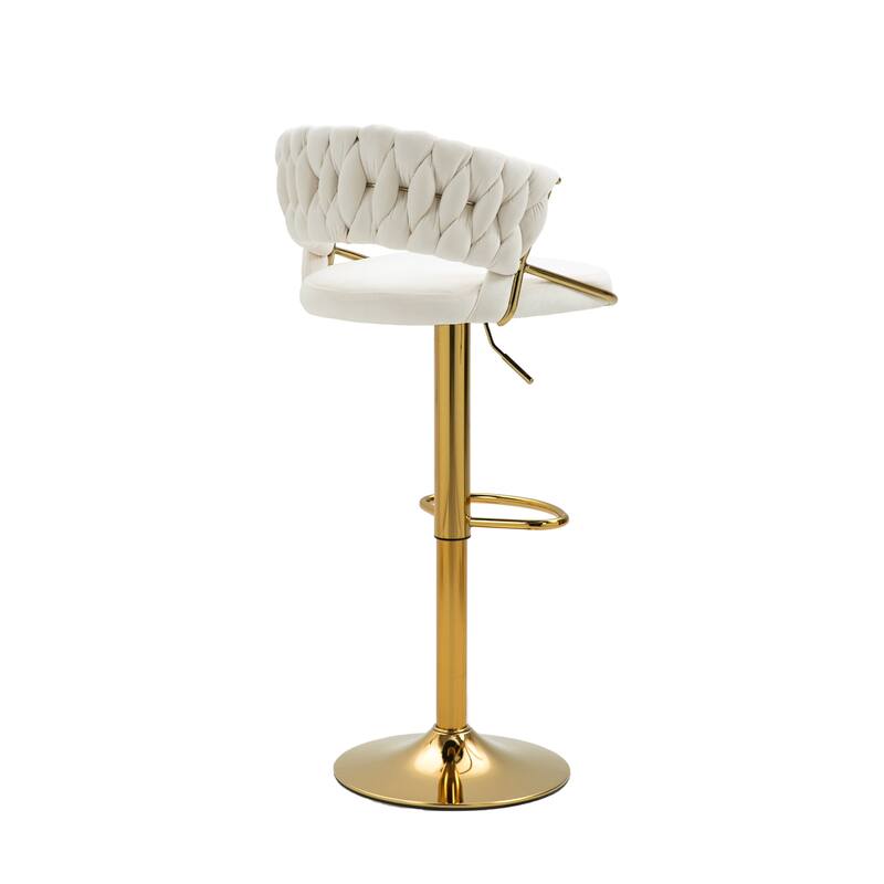 Set of 4 Modern Velvet Adjustable Bar Stools with Backs