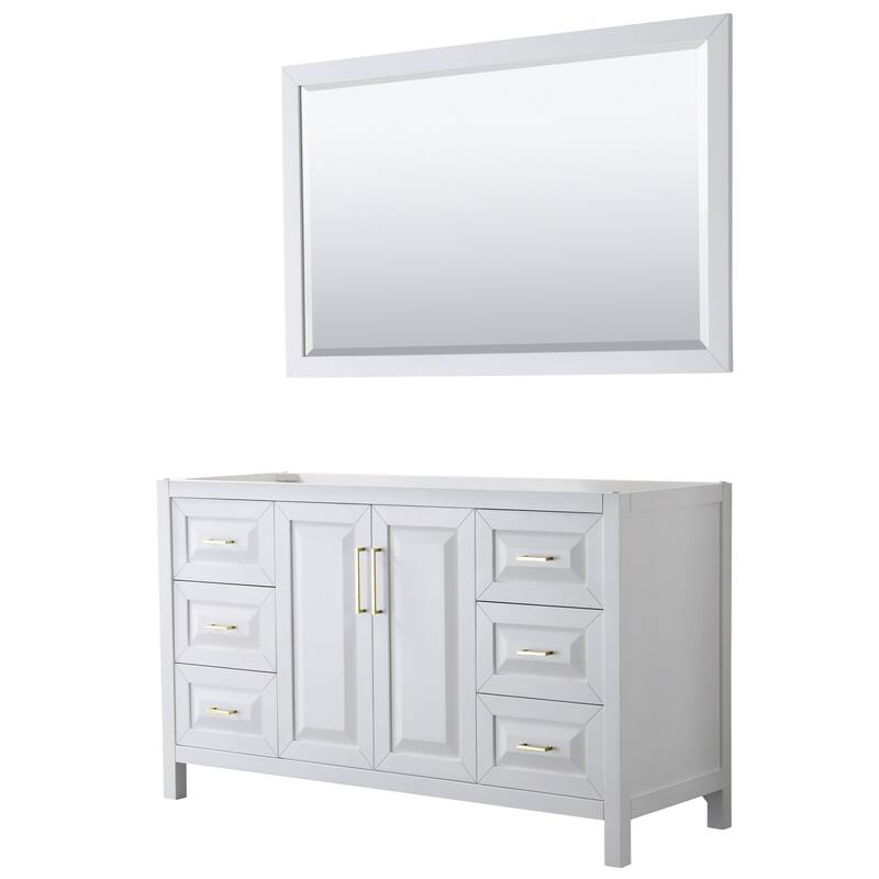 Wyndham Collection Daria 59" Single Free Standing Vanity Cabinet - - White / Brushed Gold Hardware