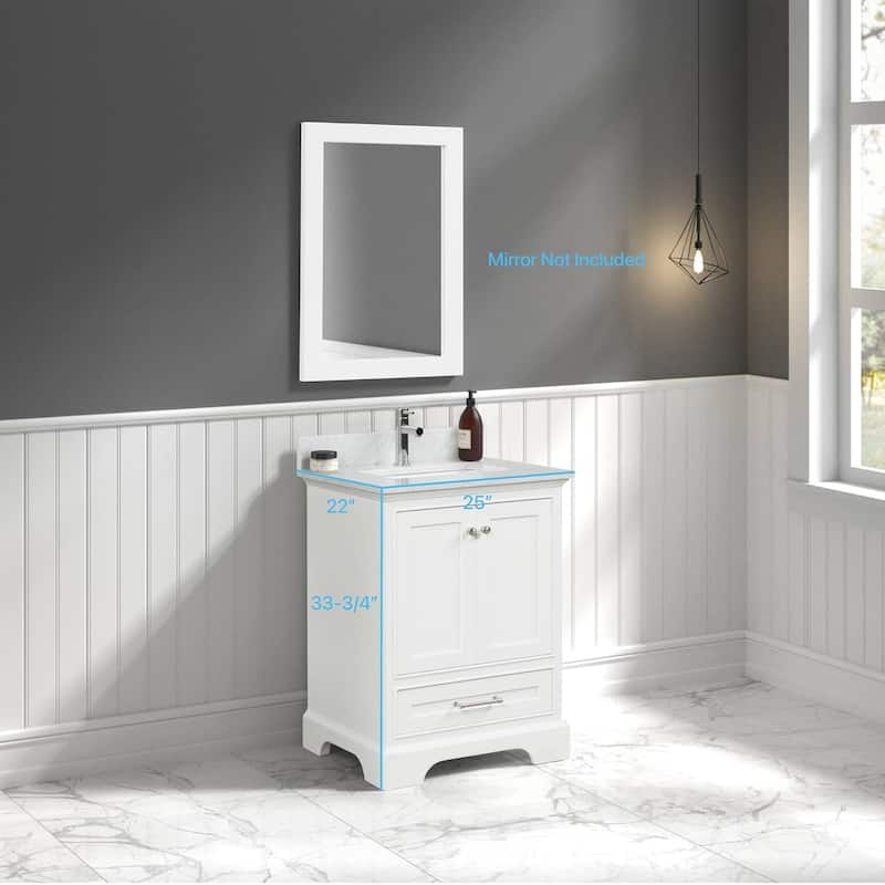 Blossom Copenhagen 24" Solid Wood Bathroom Vanity w/ Marble Top & Sink
