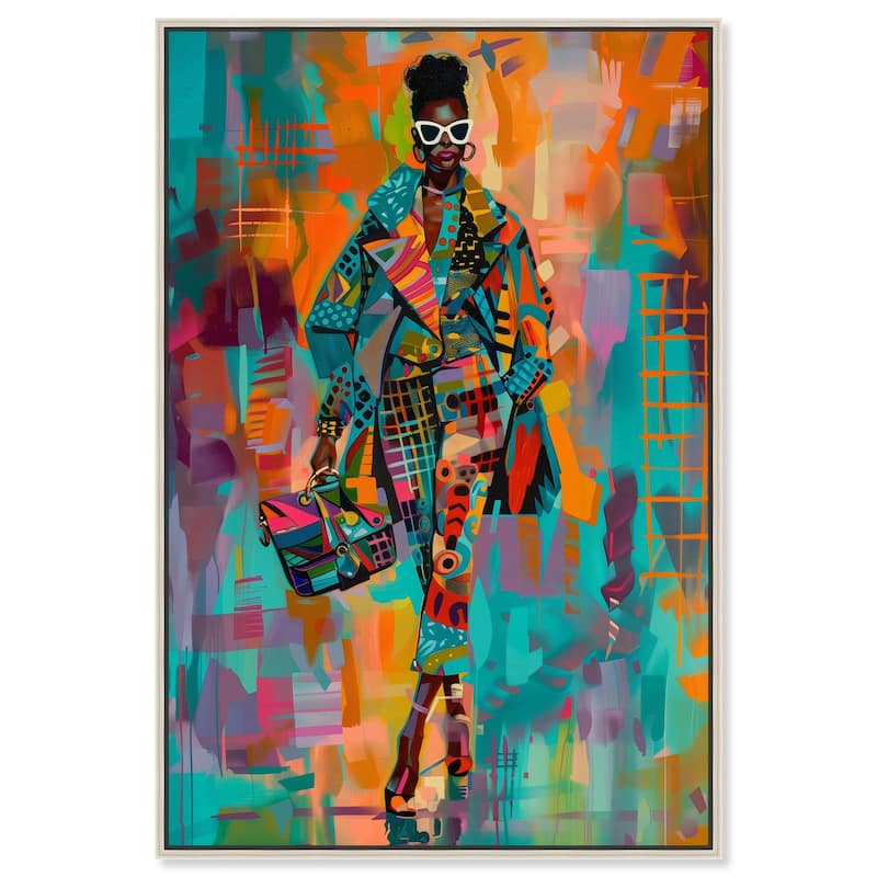 Bold Patchwork Style Canvas by Art Remedy - 30" x 45" - Silver