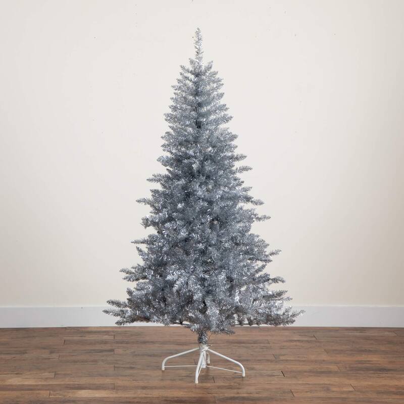 6-ft Artificial Silver Christmas Tree with 300 Cool White LED Lights