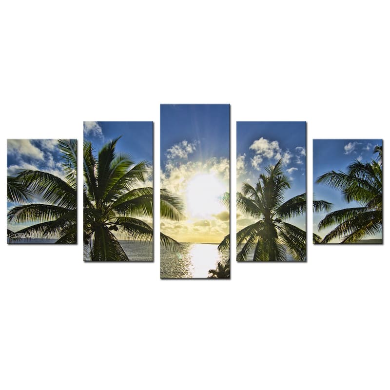 Ready2HangArt 'Niue Palms Sunset' 5-Piece Wrapped Canvas Wall Art Set