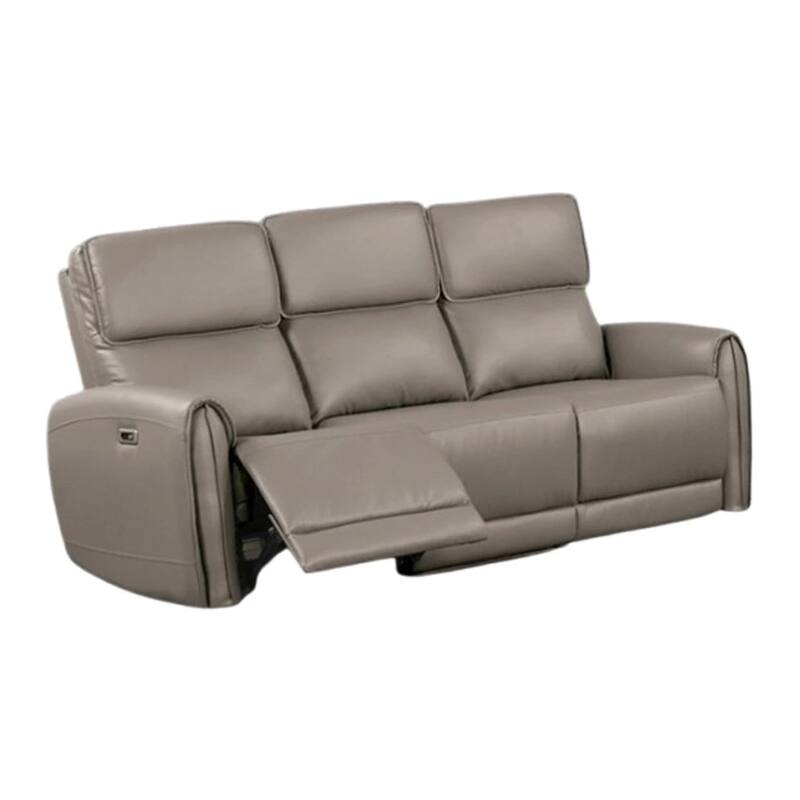 Sily Power Recliner Sofa, Light Brown Faux Leather, 81 Inch, USB Ports