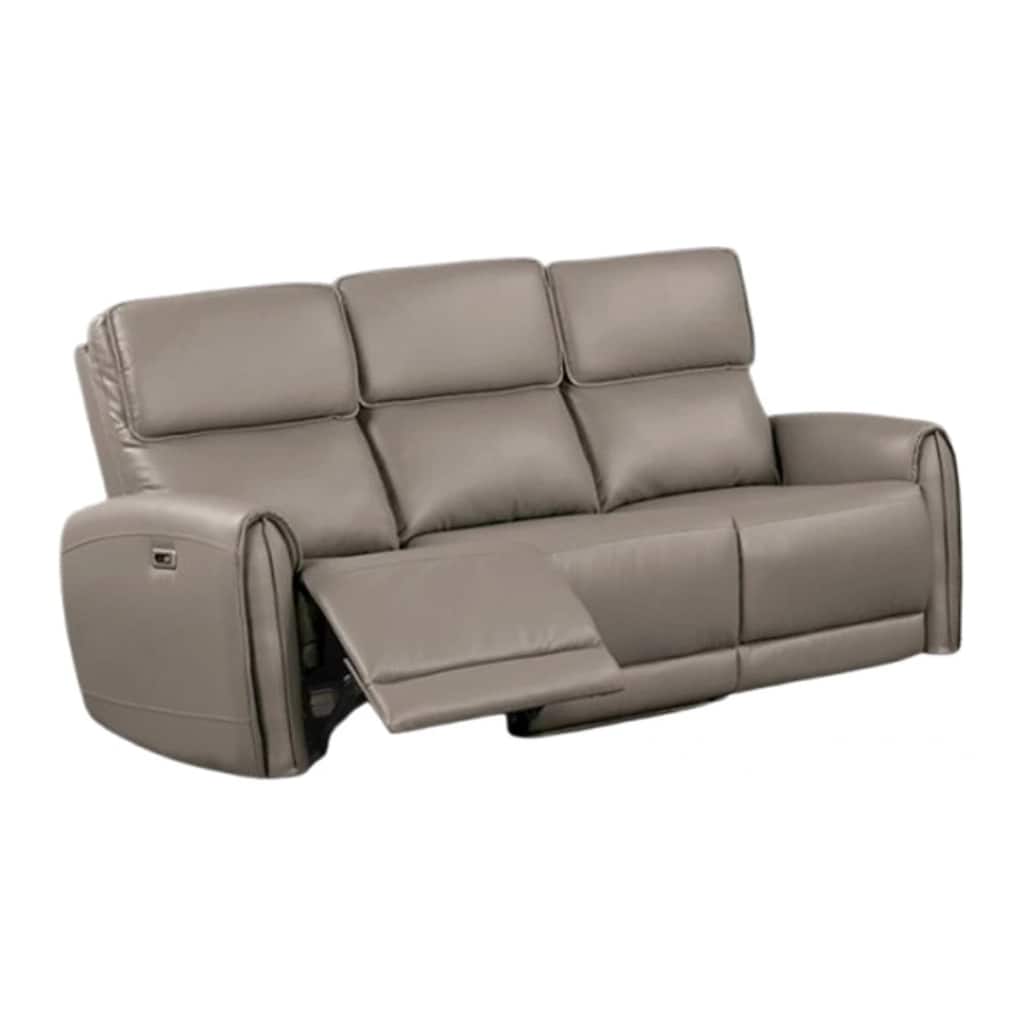 Sily Power Recliner Sofa, Light Brown Faux Leather, 81 Inch, USB Ports