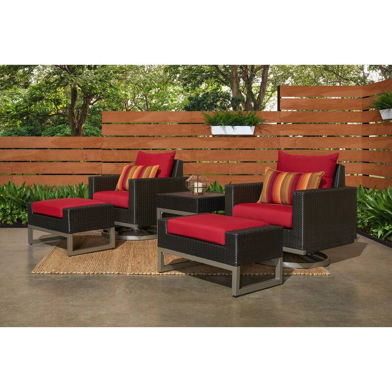 Milo Espresso 5 Piece Sunbrella Outdoor Patio Motion Club Set