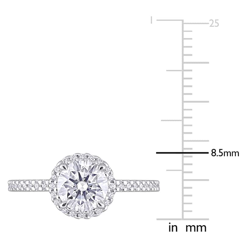 Miadora Sterling Silver 1 1/4ct TGW Created Moissanite Halo Engagement Ring