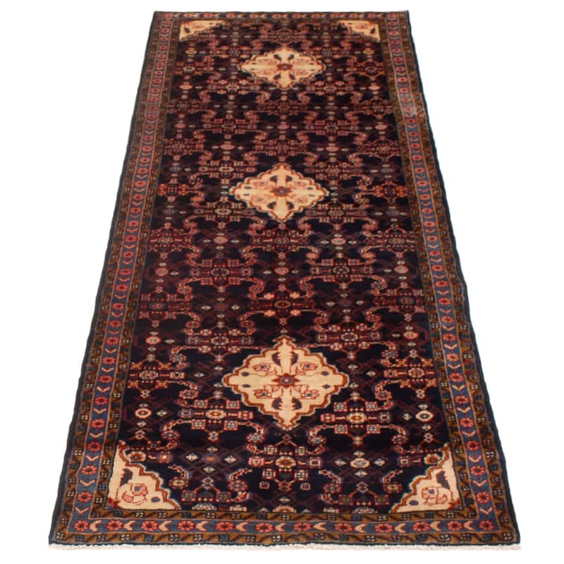 ECARPETGALLERY Hand-knotted Anadol Navy Wool Rug - 3'7 x 9'8