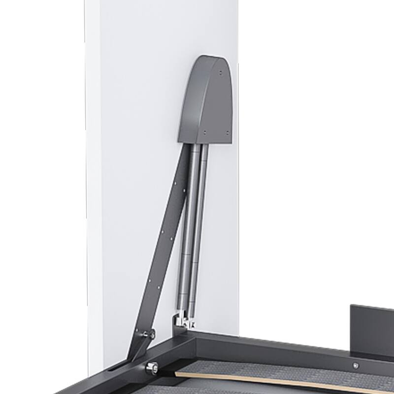 Queen Size Murphy Bed Foldable Wall Bed Frame Cube Cabinet Bed, Solid Wood Support Strips Platform Bed, Save-Space Hidden Bed