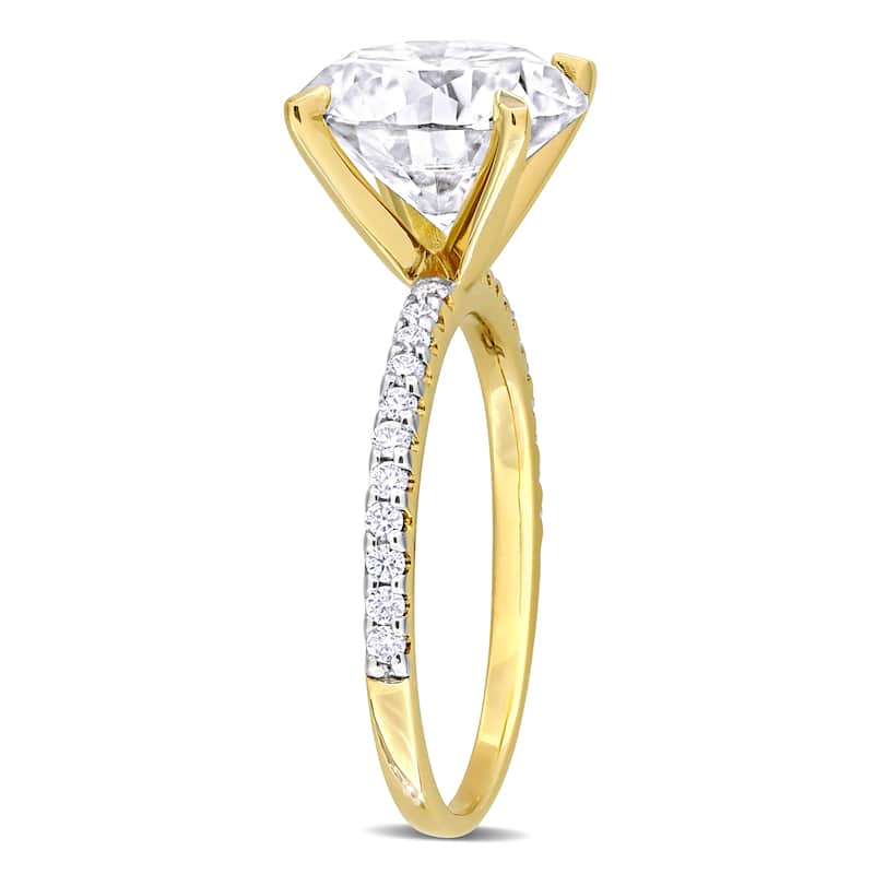 Miadora 3 3/4ct DEW Created Moissanite Engagement Ring in 10k Yellow Gold