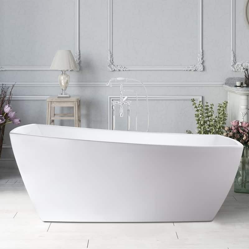 Vanity Art 67" X 31" White Acrylic Freestanding Bathtub