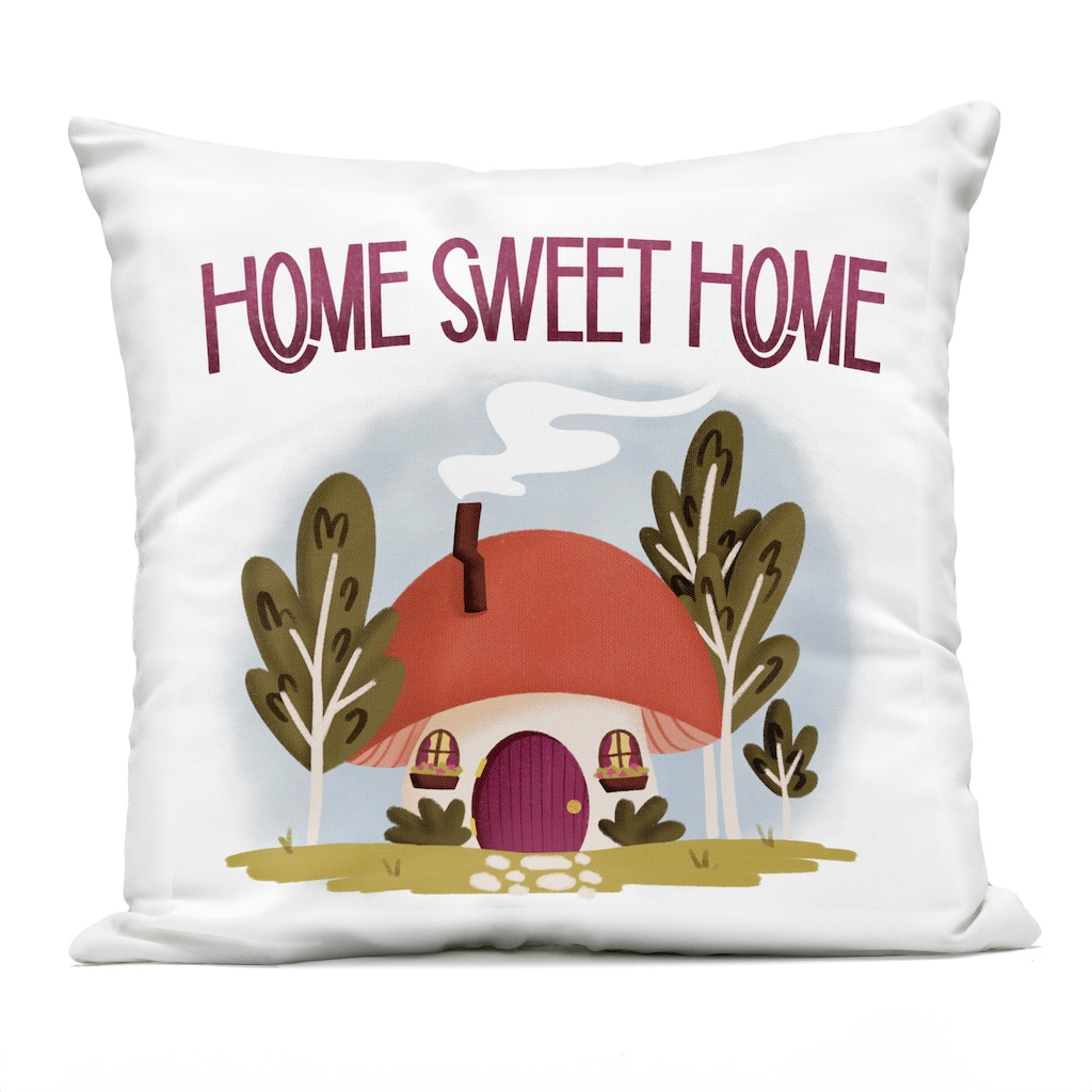 Stupell Sweet Home Mushroom Cottage Printed Outdoor Throw Pillow Design by Sarah Hickman