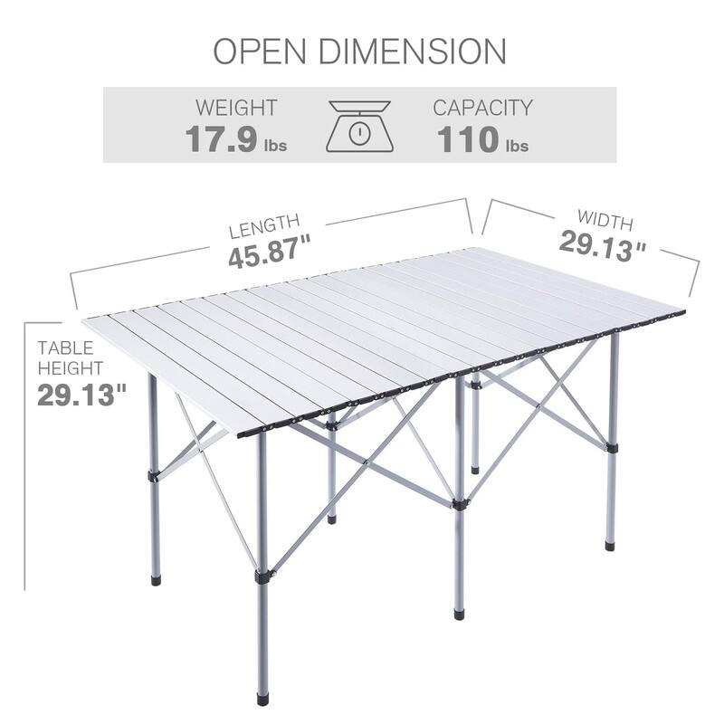 Camping Table, Fold up Lightweight, 4-6 Person Portable Roll up