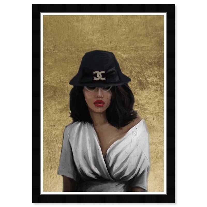 Wynwood Studio Prints Fashion and Glam Fashion Hat Glam Gold Gold and Metallic Gold Glam Wall Art Canvas Print