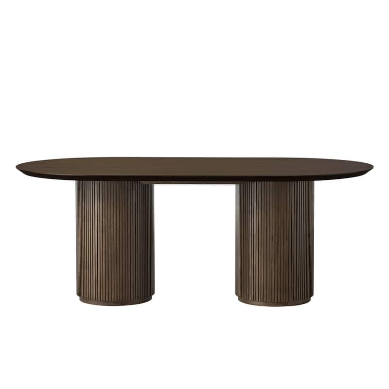 Spruce & Spring 78 inch Large Oval Formal Dining Table for 6-8 with Greek Column Leg