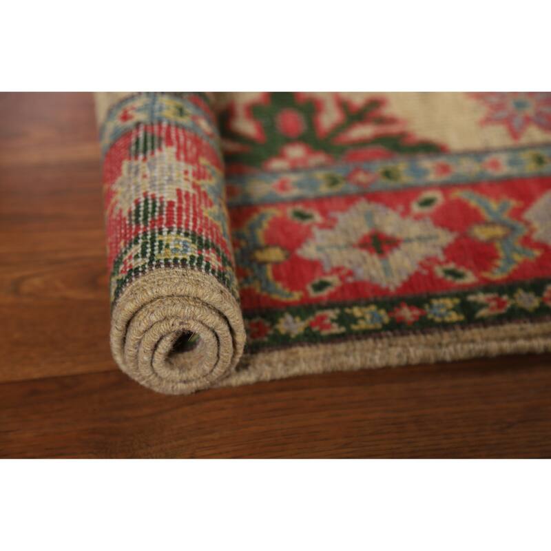 Geometric Kazak Foyer Rug Hand-Knotted Wool Carpet - 2'0" x 3'0"